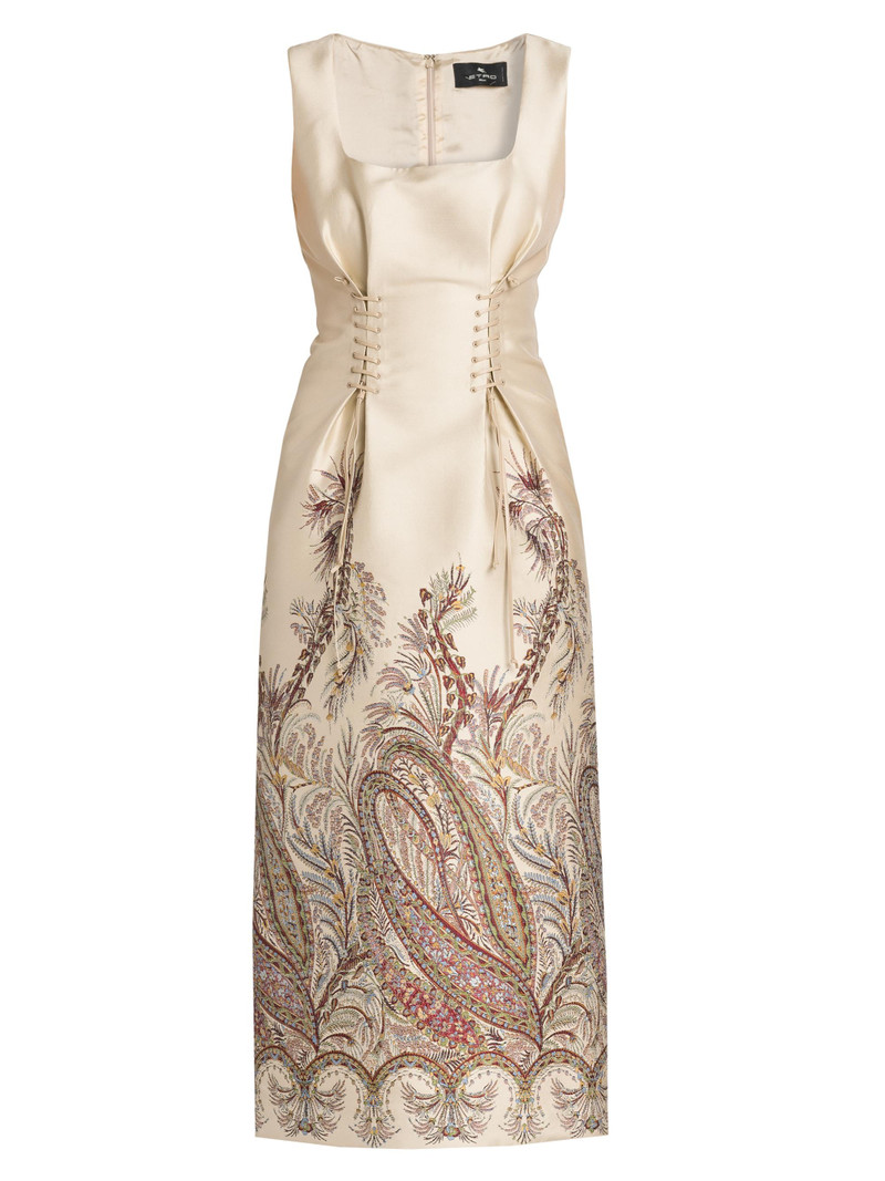 Women's Romantic Paisley Laced Cocktail Dress - Multicolor Beige Base 1