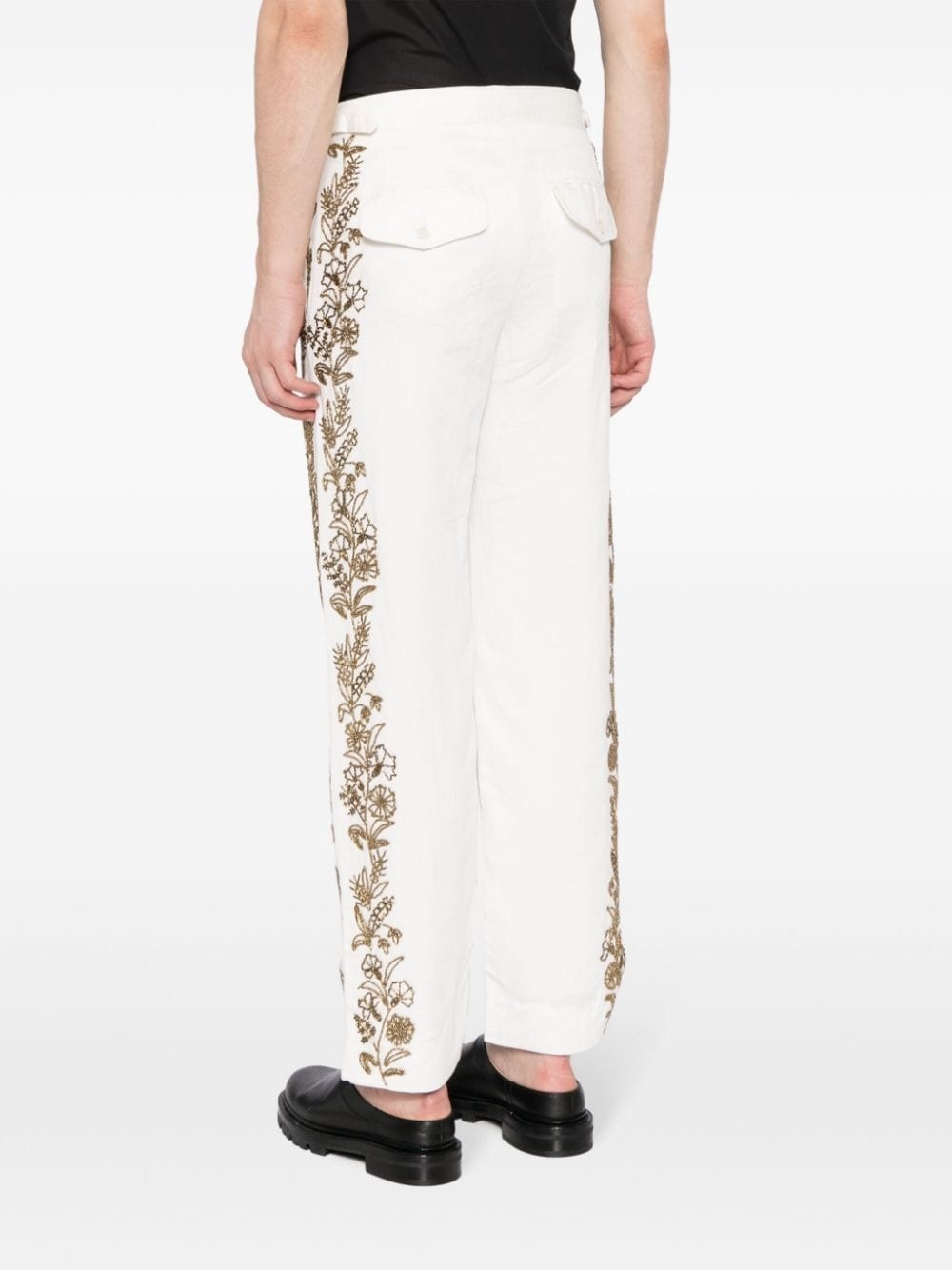 beaded straight-leg trousers - 4