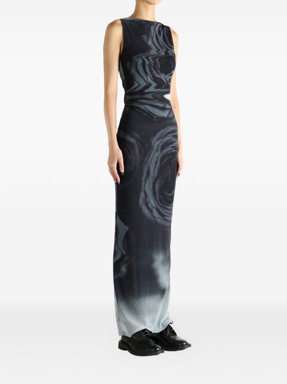 rose-print sleeveless maxi dress - 3