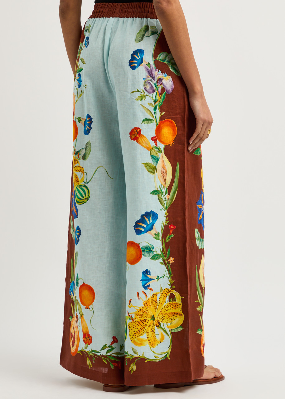 Alemais Dahlia Printed Wide-leg Flax Trousers - 3