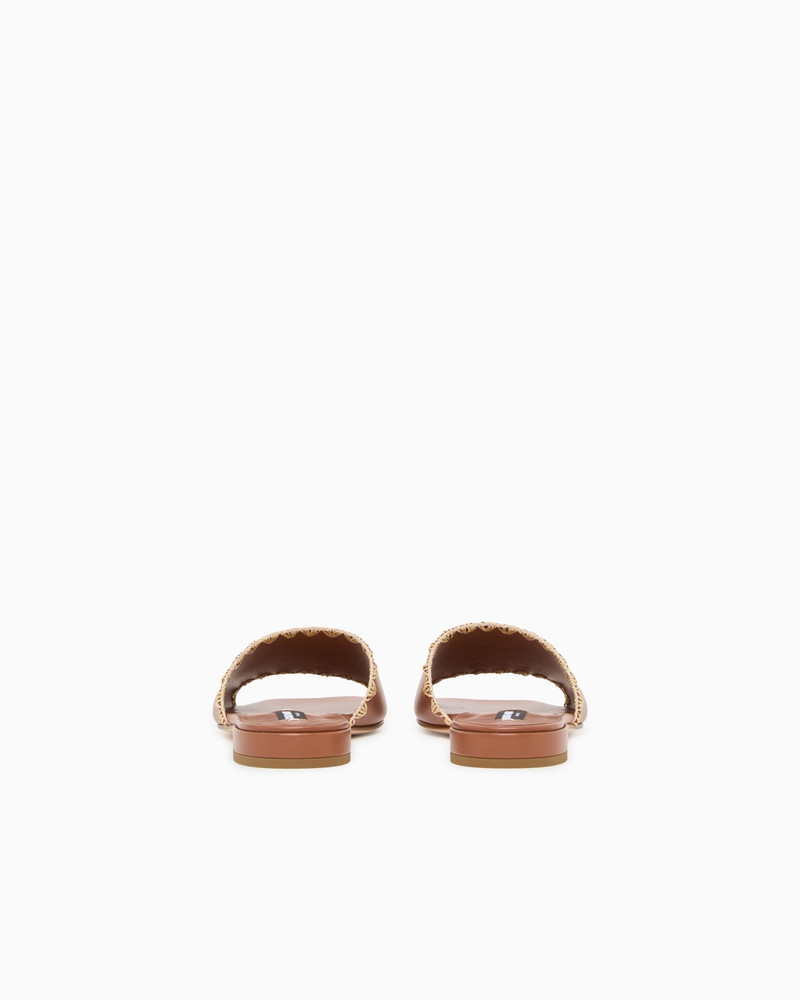 GIORGIO ARMANI LEATHER SANDALS WITH RAFFIA DETAIL outlook