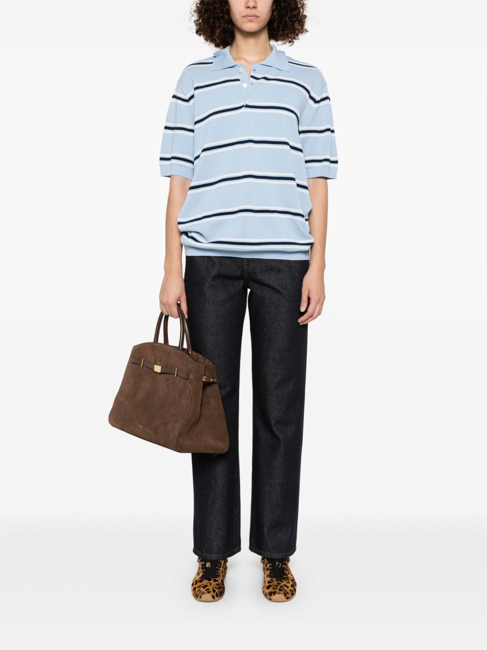 striped knit polo shirt - 3