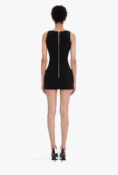 Balmain Short black wool dress with gold-tone buttons outlook