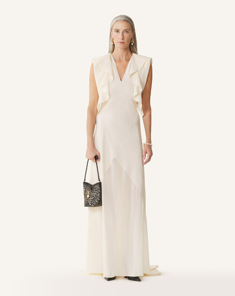 BEIGE CATCH BY LANVIN SMALL RAFFIA BUCKET BAG 12