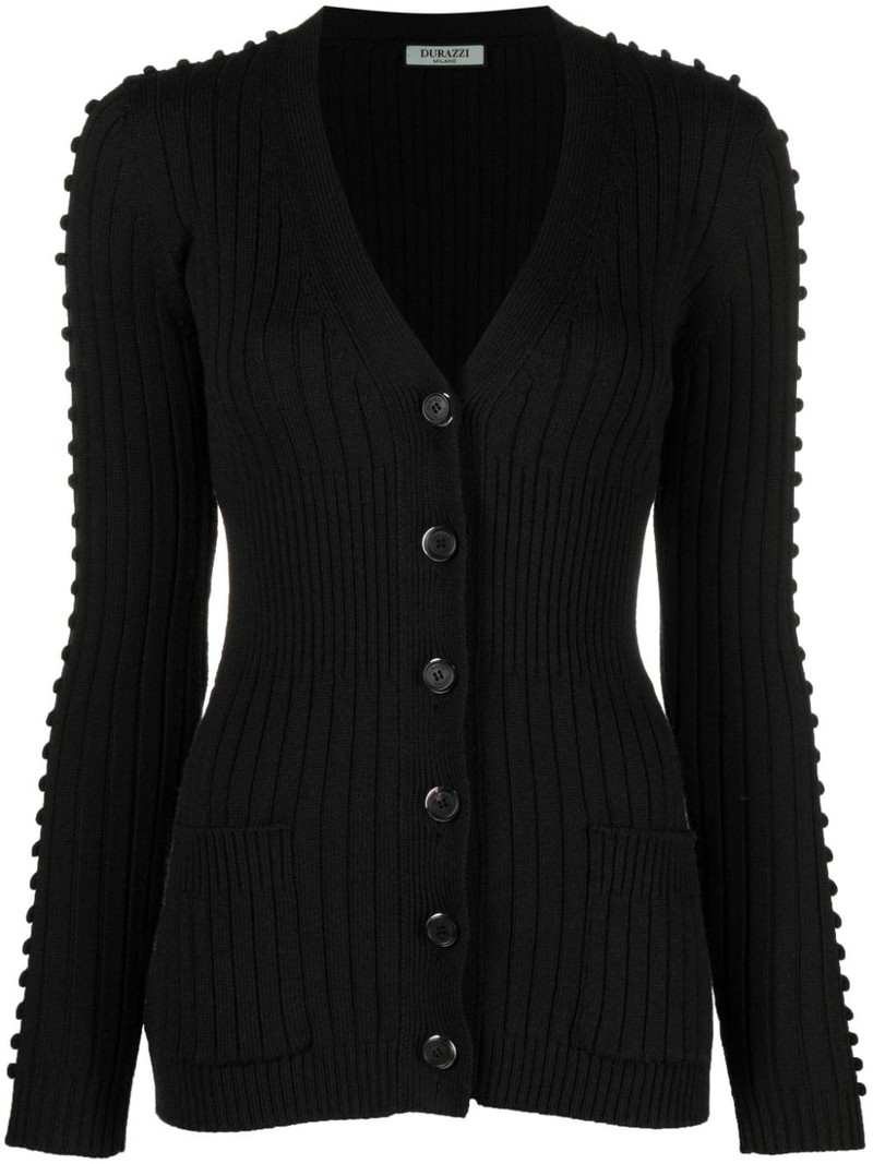 V-neck ribbed cardigan 1