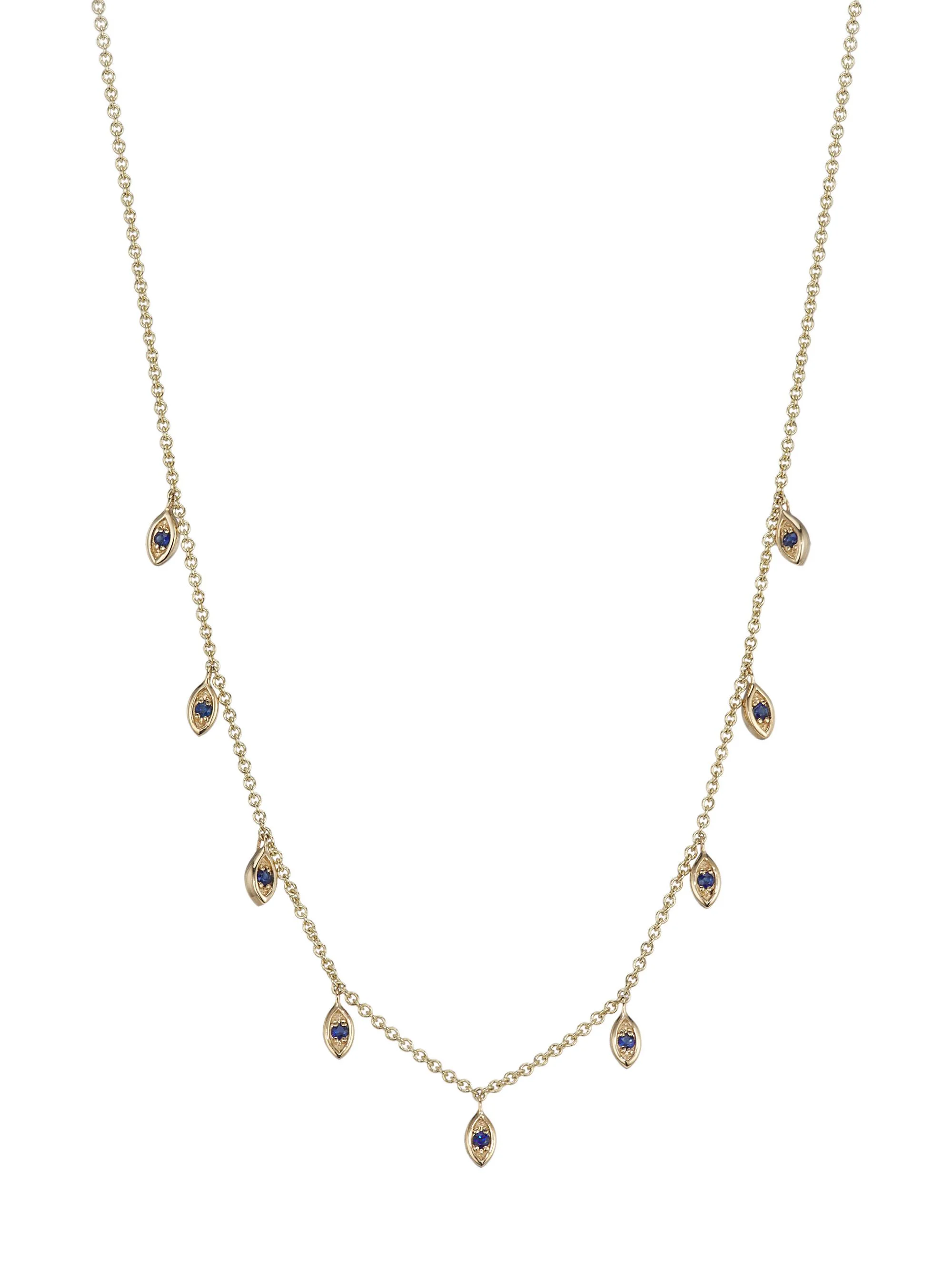 Women's 14K Yellow Gold & Sapphire Marquise Charm Necklace - Gold - 1