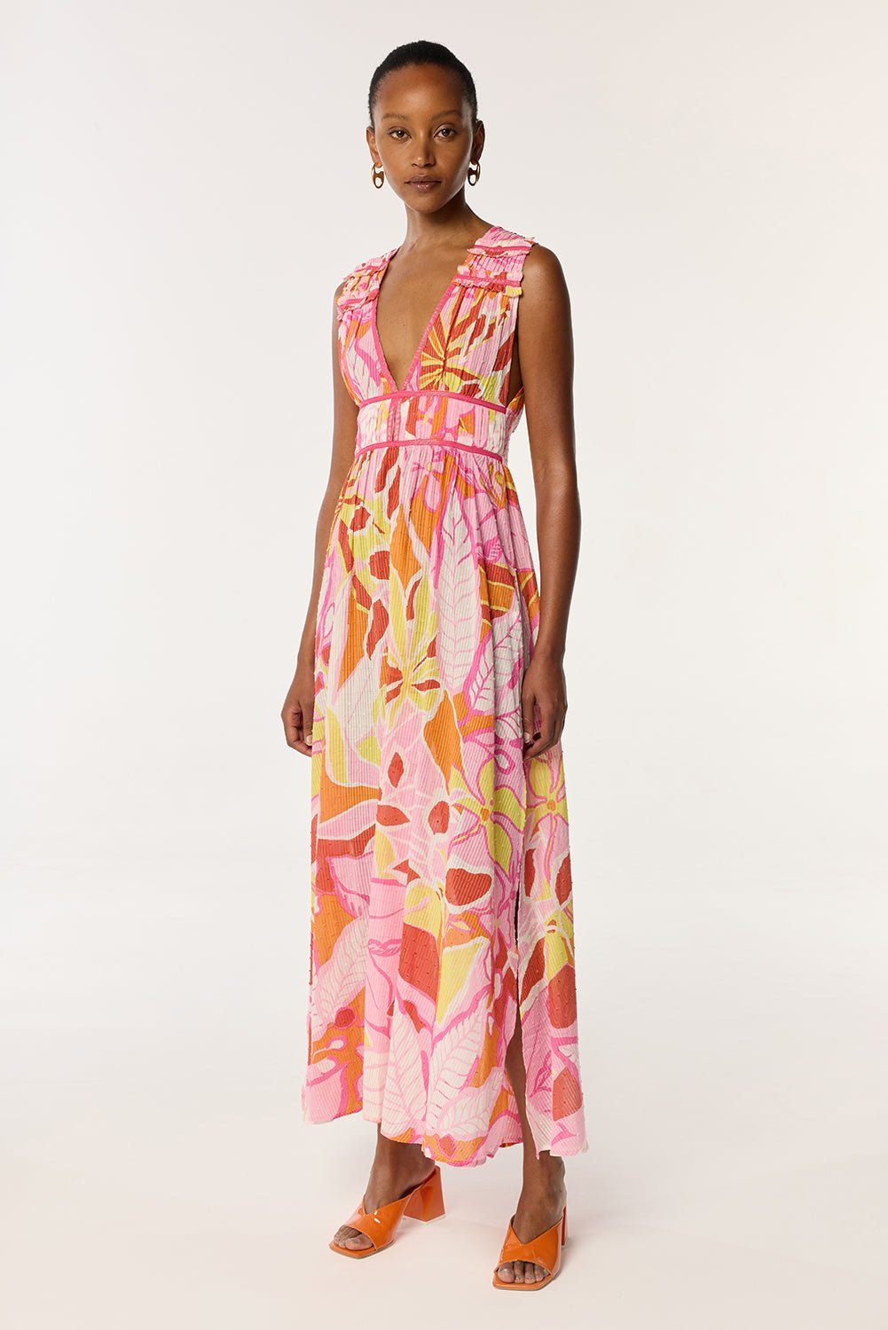 Long Dress Chiara - Pink Macro Lilium - 1