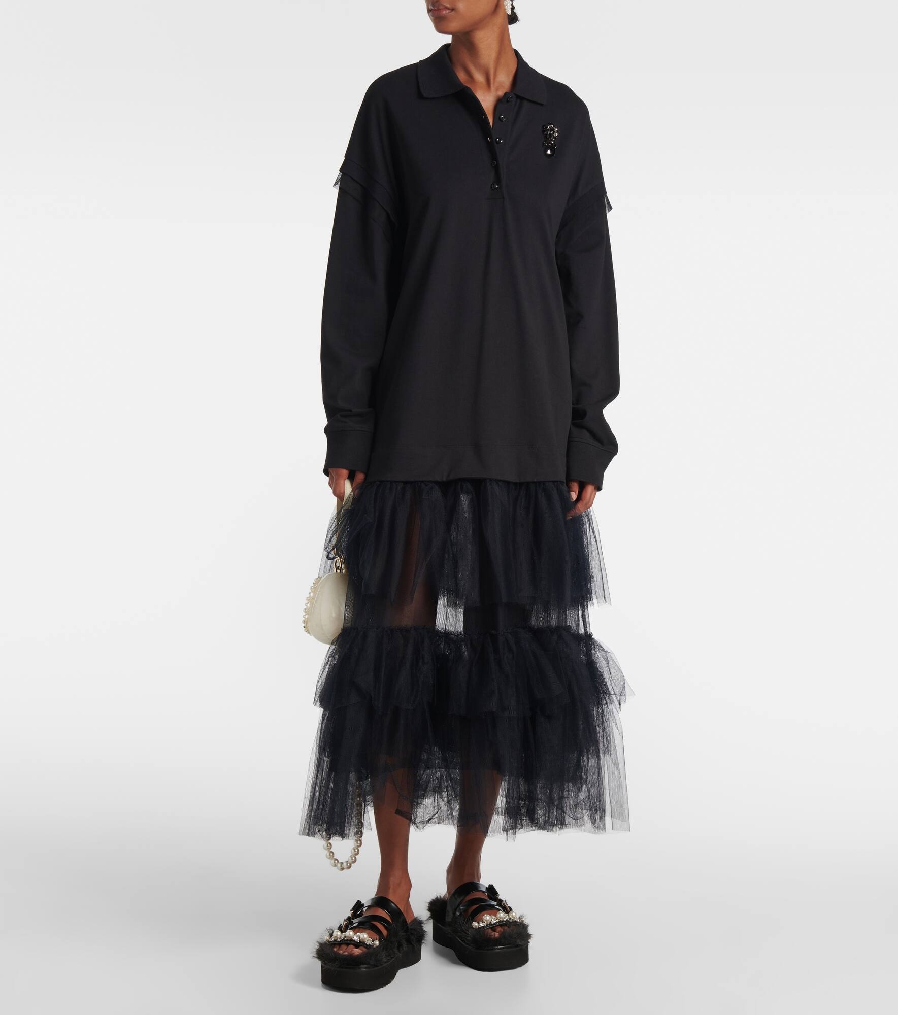 Faux fur-trimmed leather platform sandals - 3