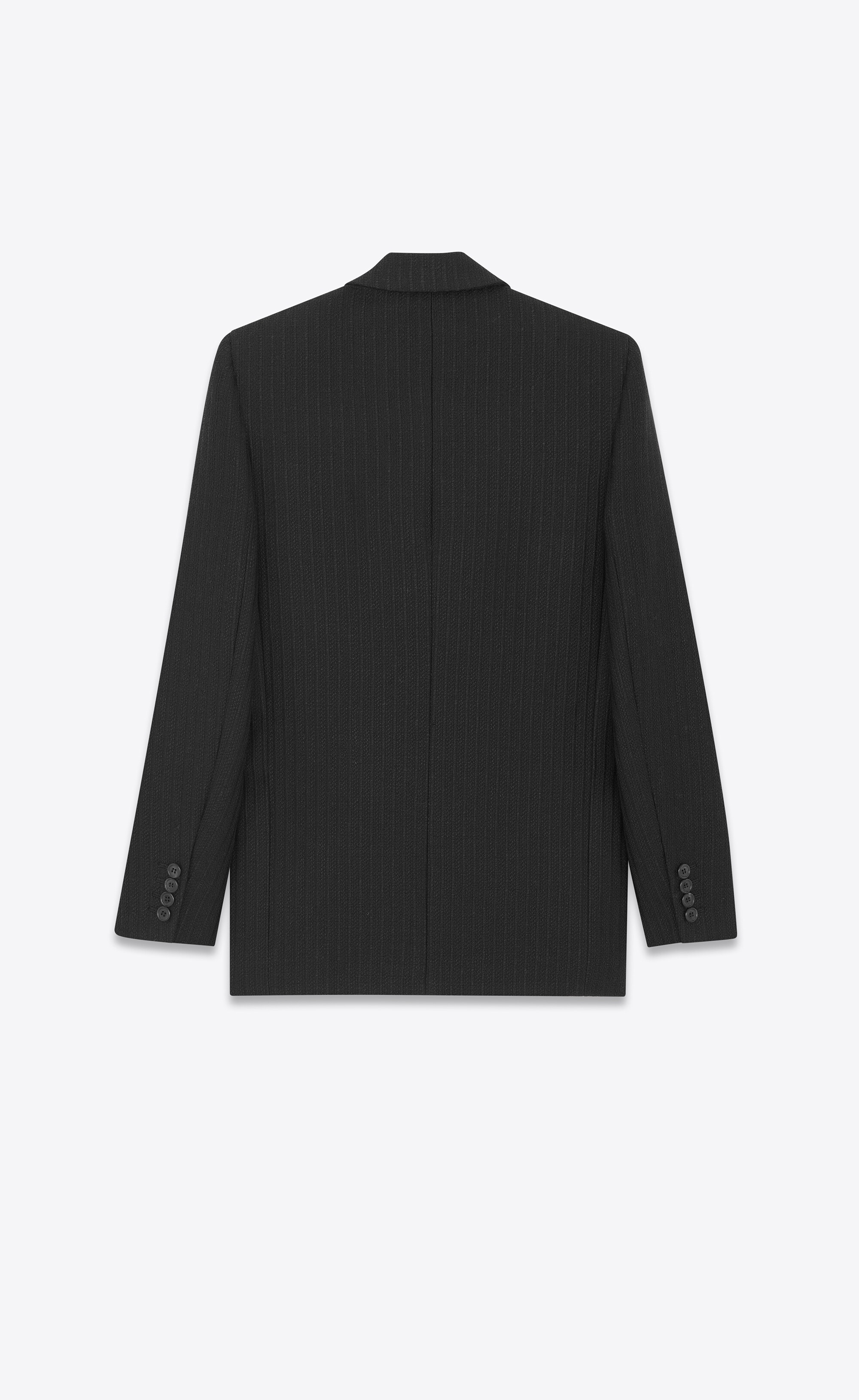 single-breasted jacket in striped linen, wool and silk - 2