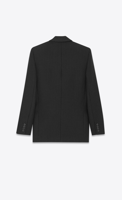 SAINT LAURENT single-breasted jacket in striped linen, wool and silk outlook