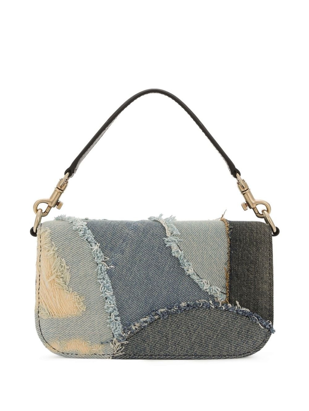 logo plaque patchwork denim cross body bag - 3