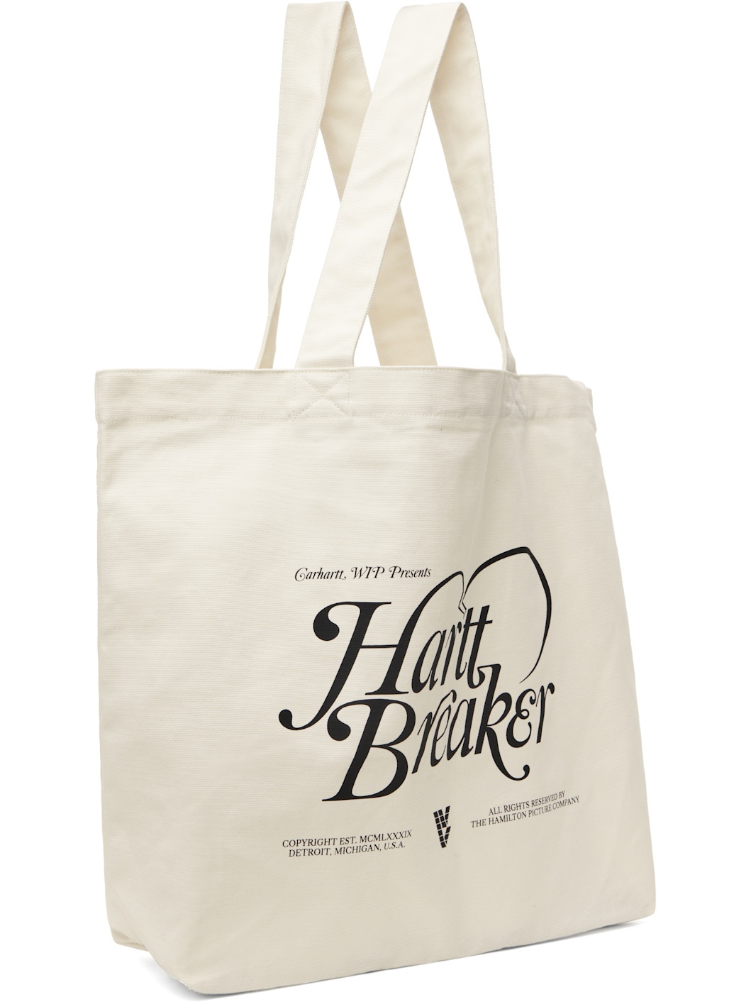 White Canvas Graphic Large Tote - 2