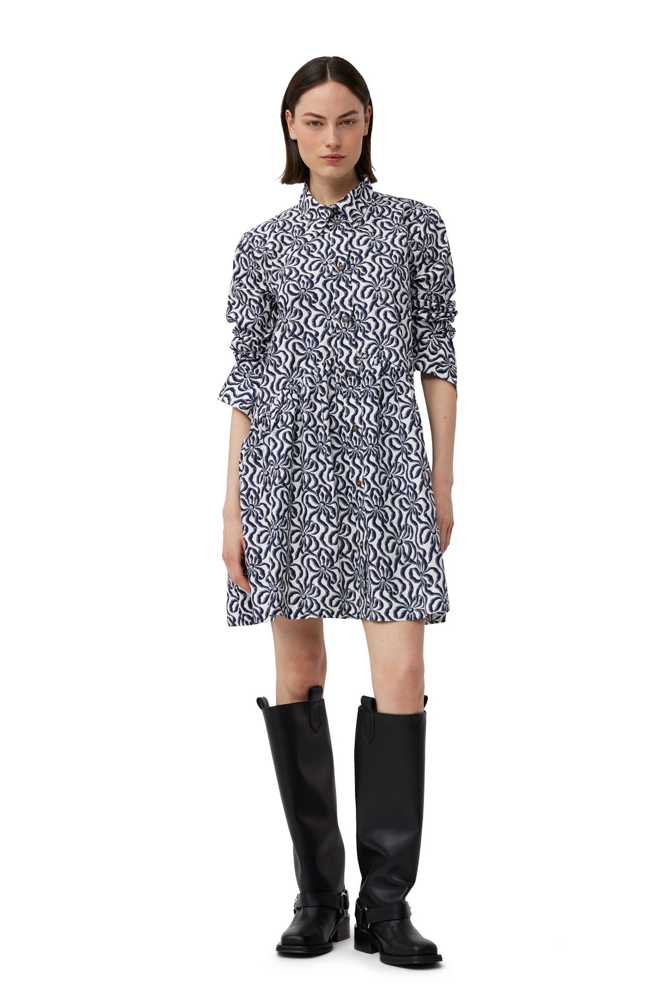 PRINTED COTTON POPLIN MINI SHIRT DRESS - 2