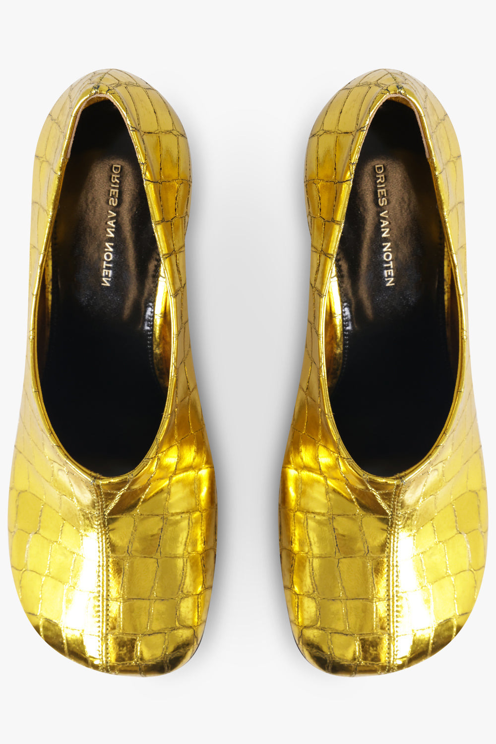 CURVED 75MM HEEL SLIPPER PUMP | GOLD - 4