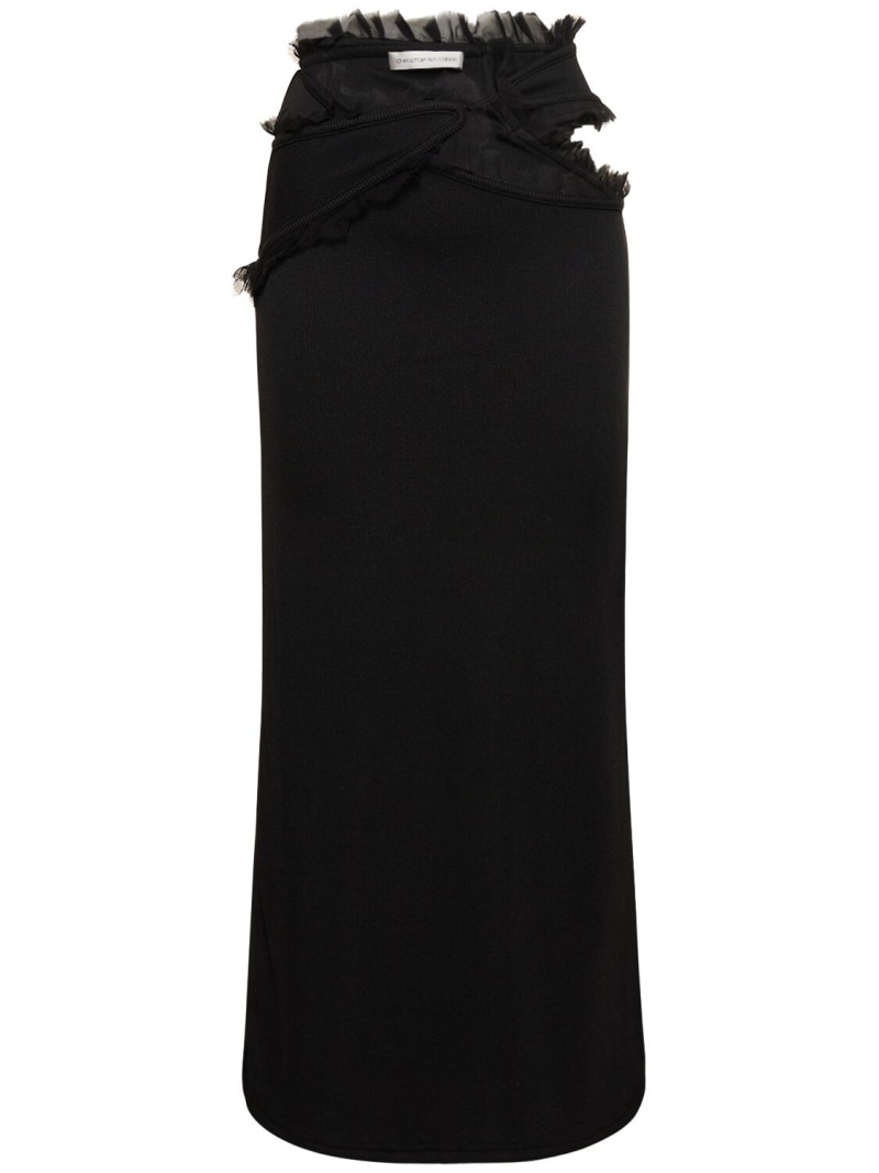 Carina cutout long skirt w/tulle details - 1