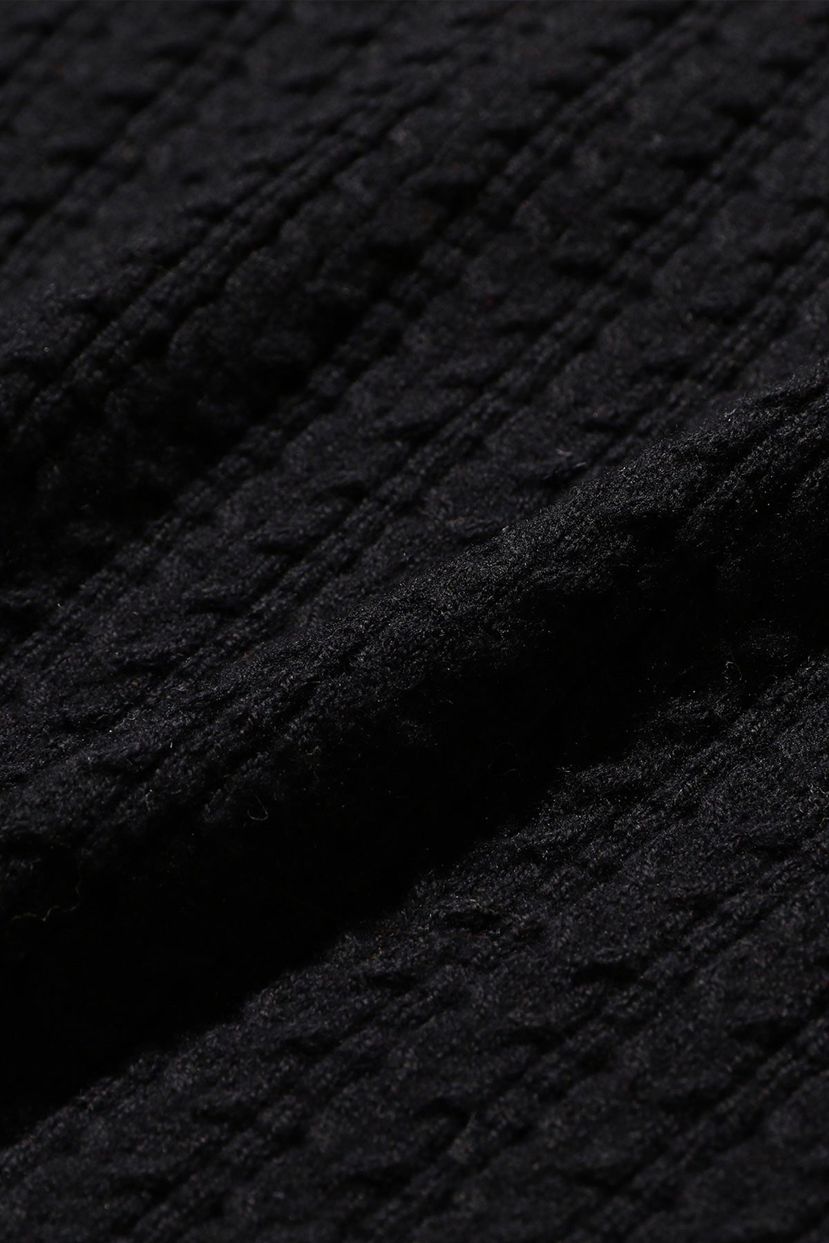 Cable Knit Polo - Black - 3