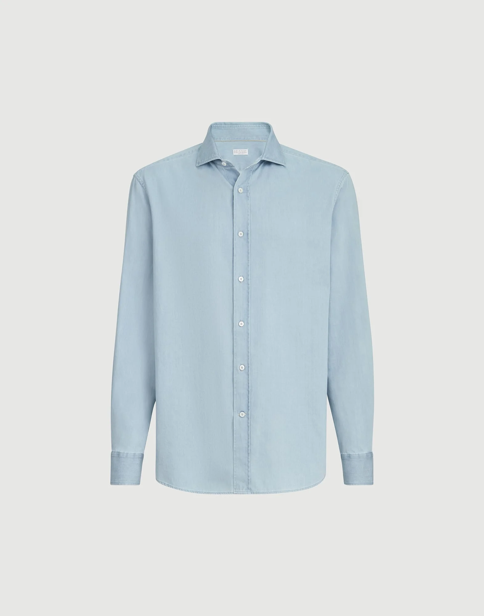Lightweight denim shirt with spread collar - 1