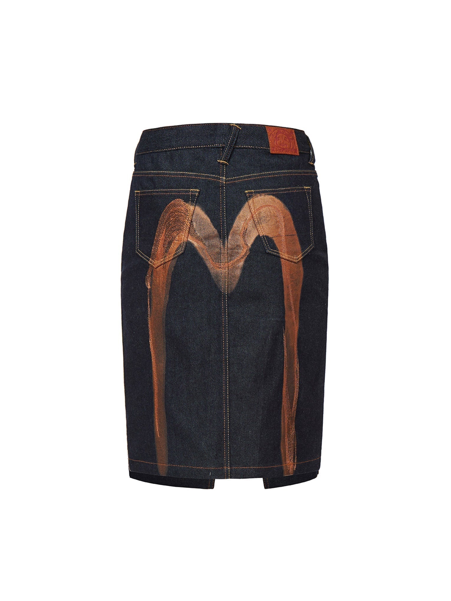 Brushstroke Daicock Split-Front Denim Pencil Skirt - 17