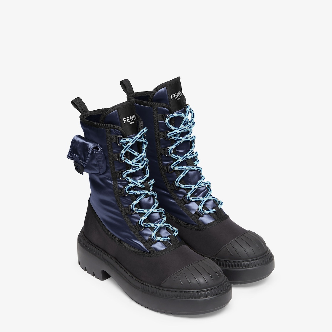 Blue nylon biker boots - 4