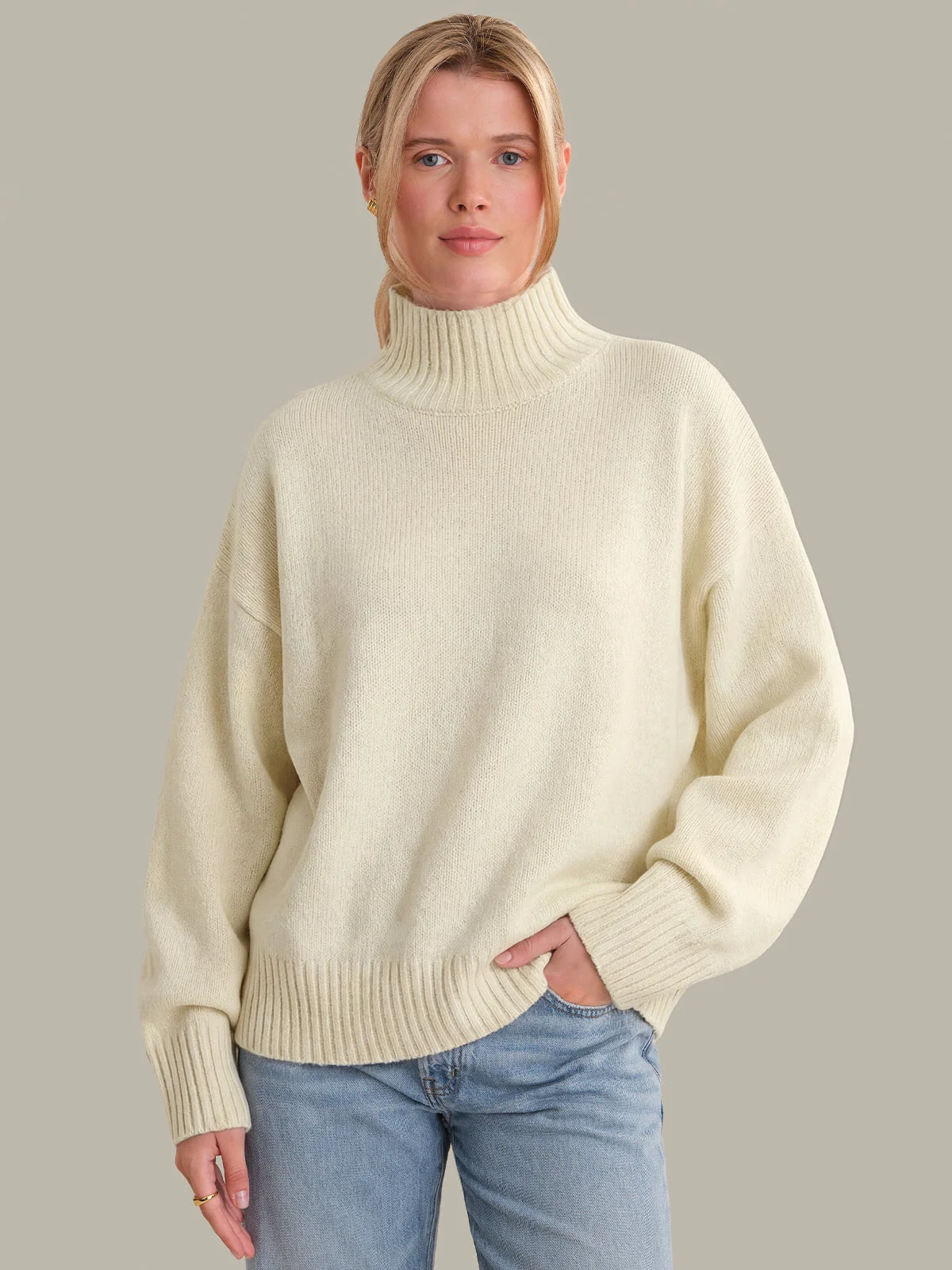 Arielle: Cashmere Blend Mockneck Sweater - 1