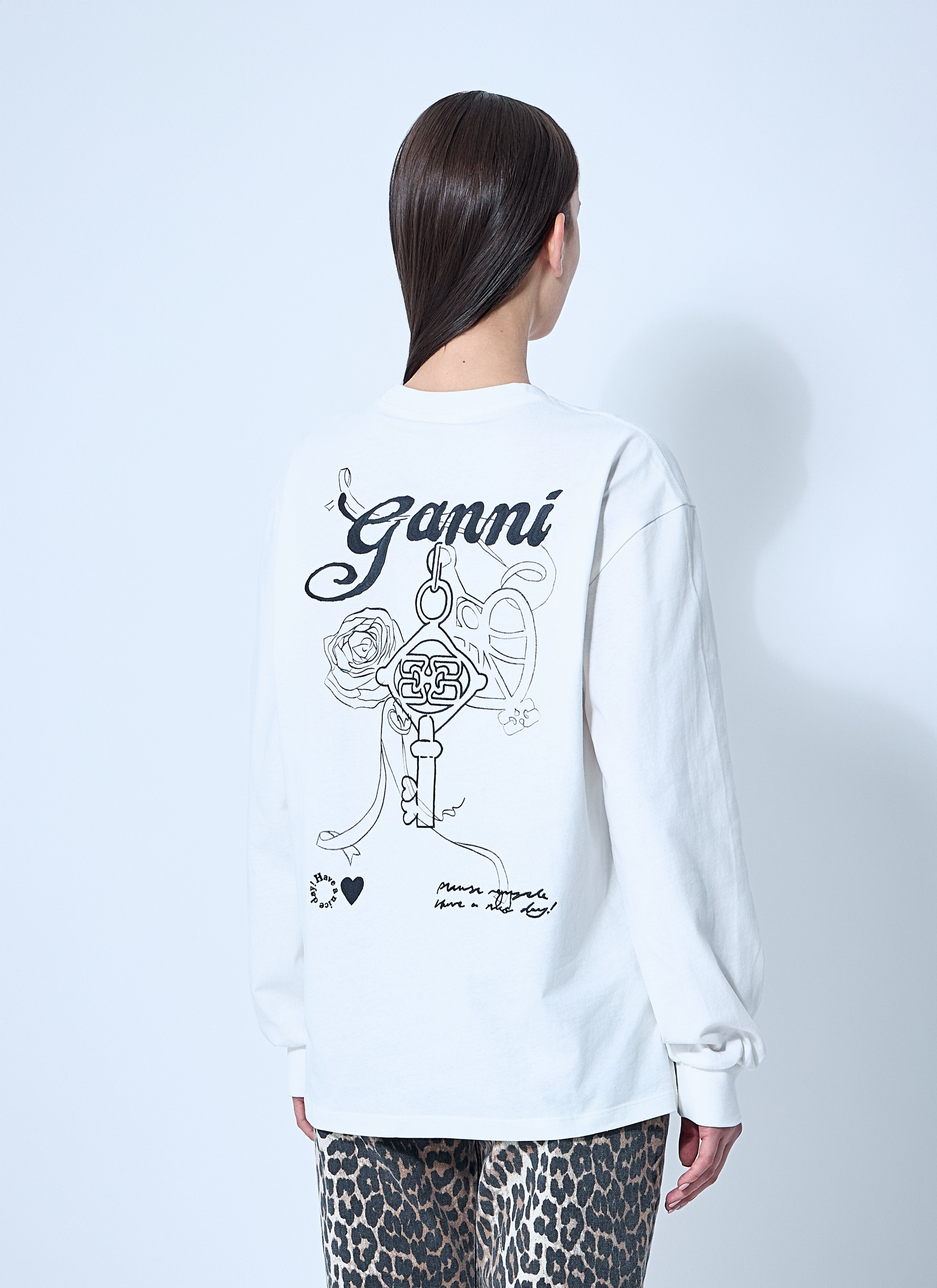 Ganni Women Logo Motif T-Shirt - 4
