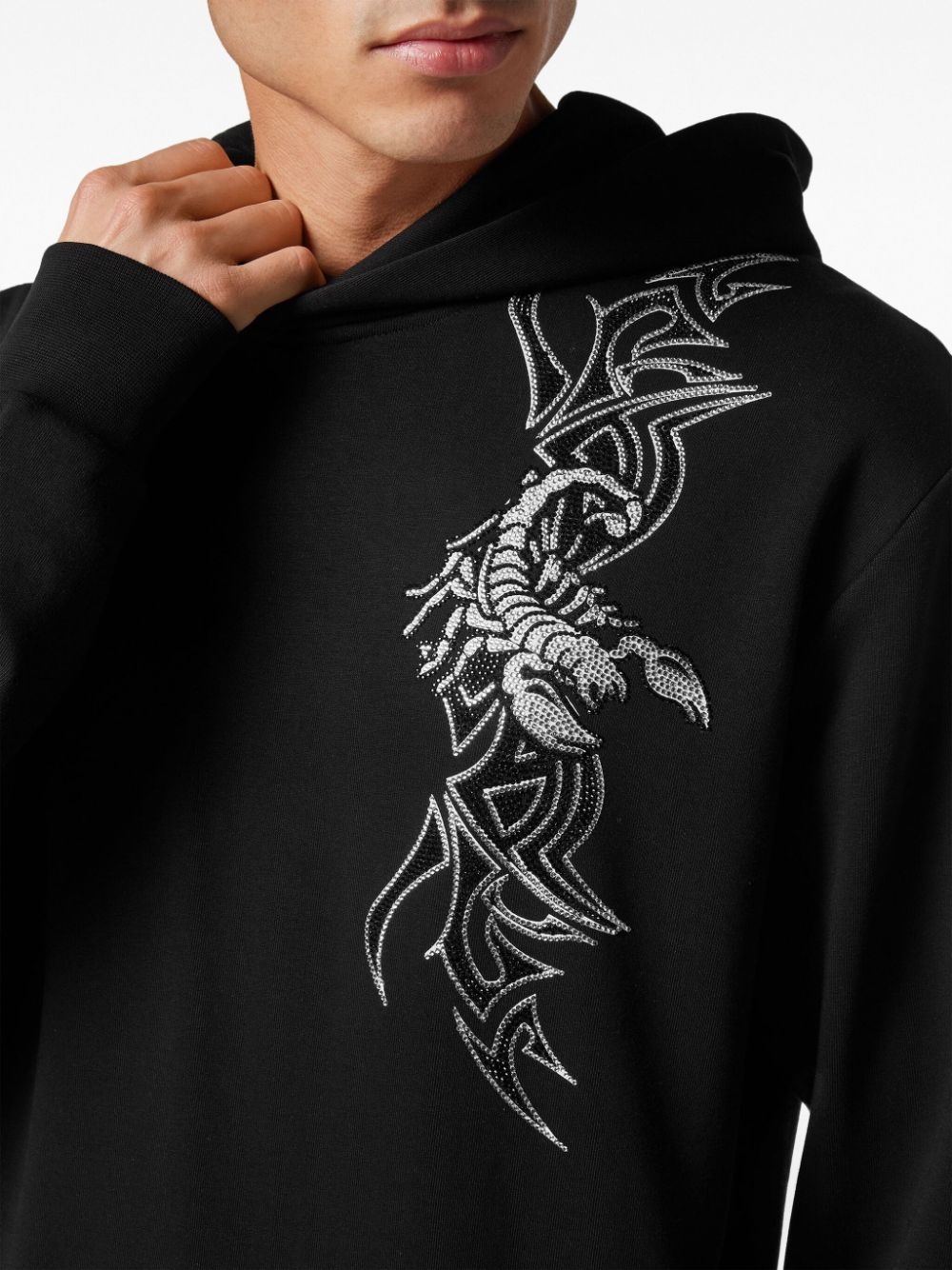 logo-print crystal-embellished hoodie - 4