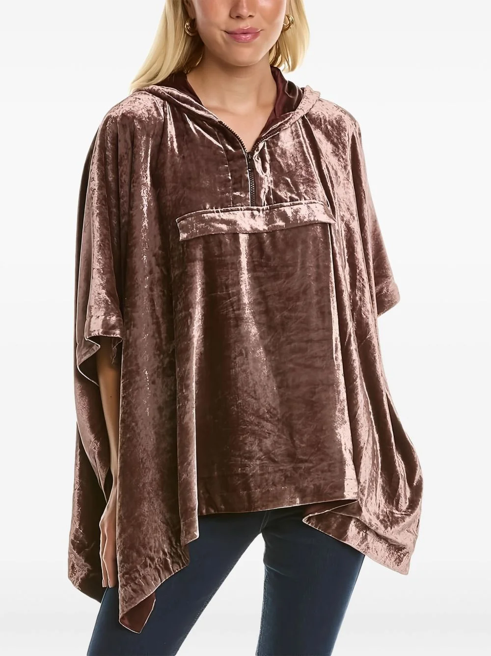 hooded half-zip blouse - 1
