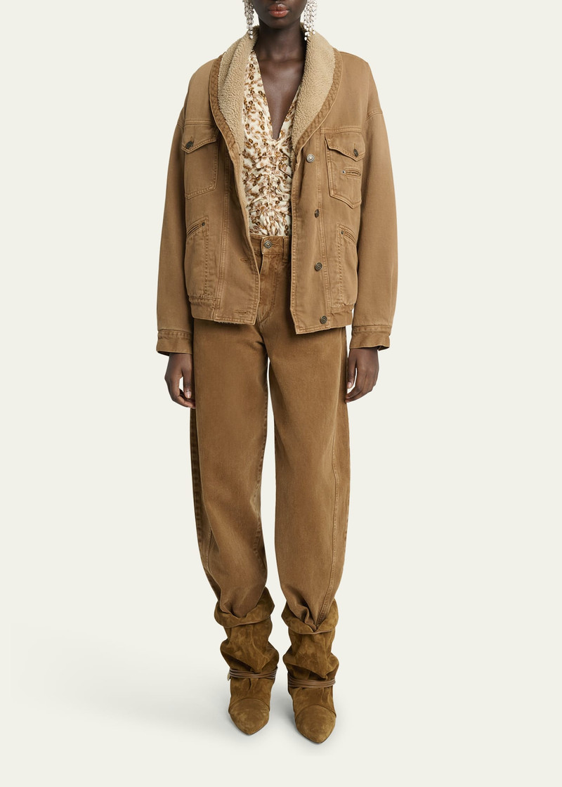 Isabel Marant Pimia Faux-Fur Lined Denim Jacket outlook