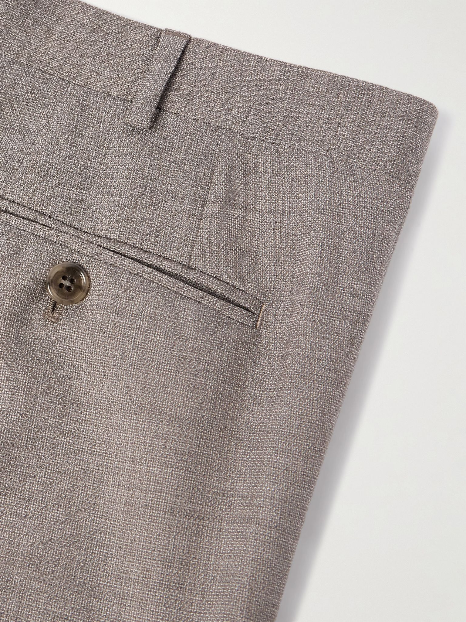 Slim-Fit Straight-Leg Textured-Wool Suit Trousers Beige - 5