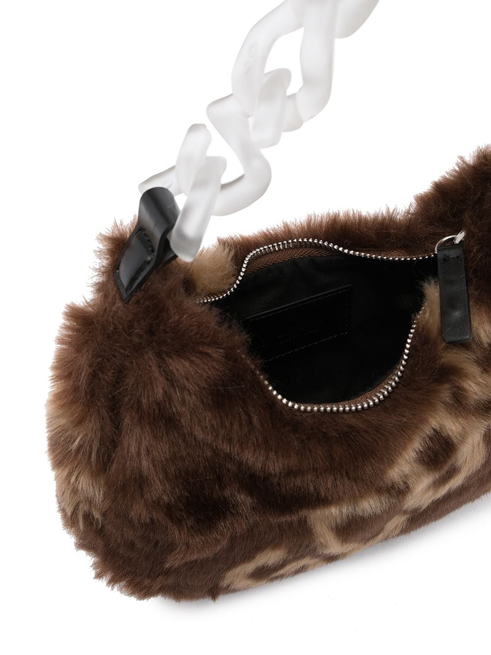 logo print faux fur shoulder bag - 5