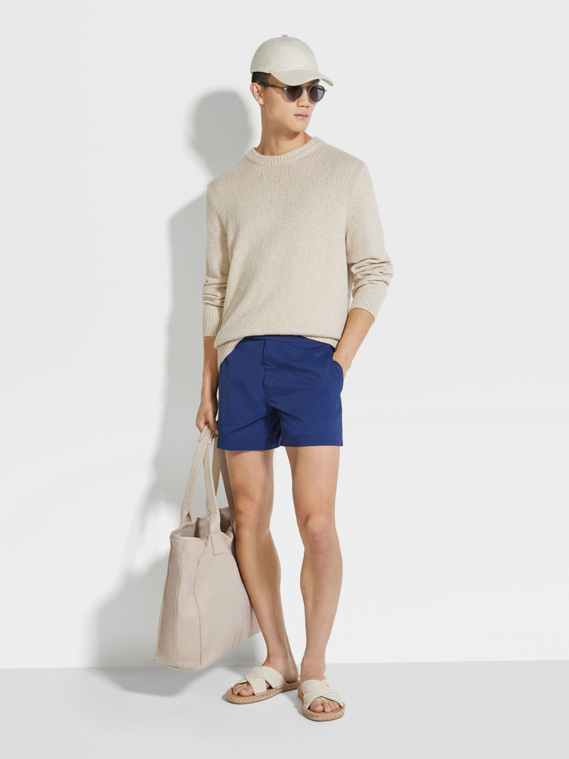 LIGHT BEIGE COTTON AND SILK CREWNECK 3