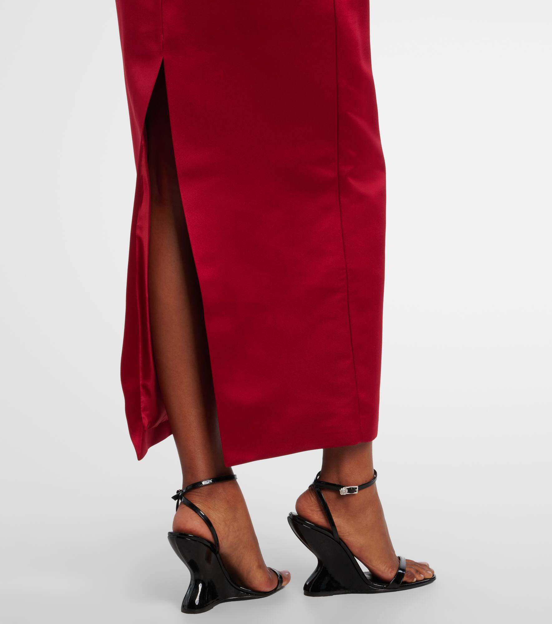 Off-shoulder silk satin midi dress - 6