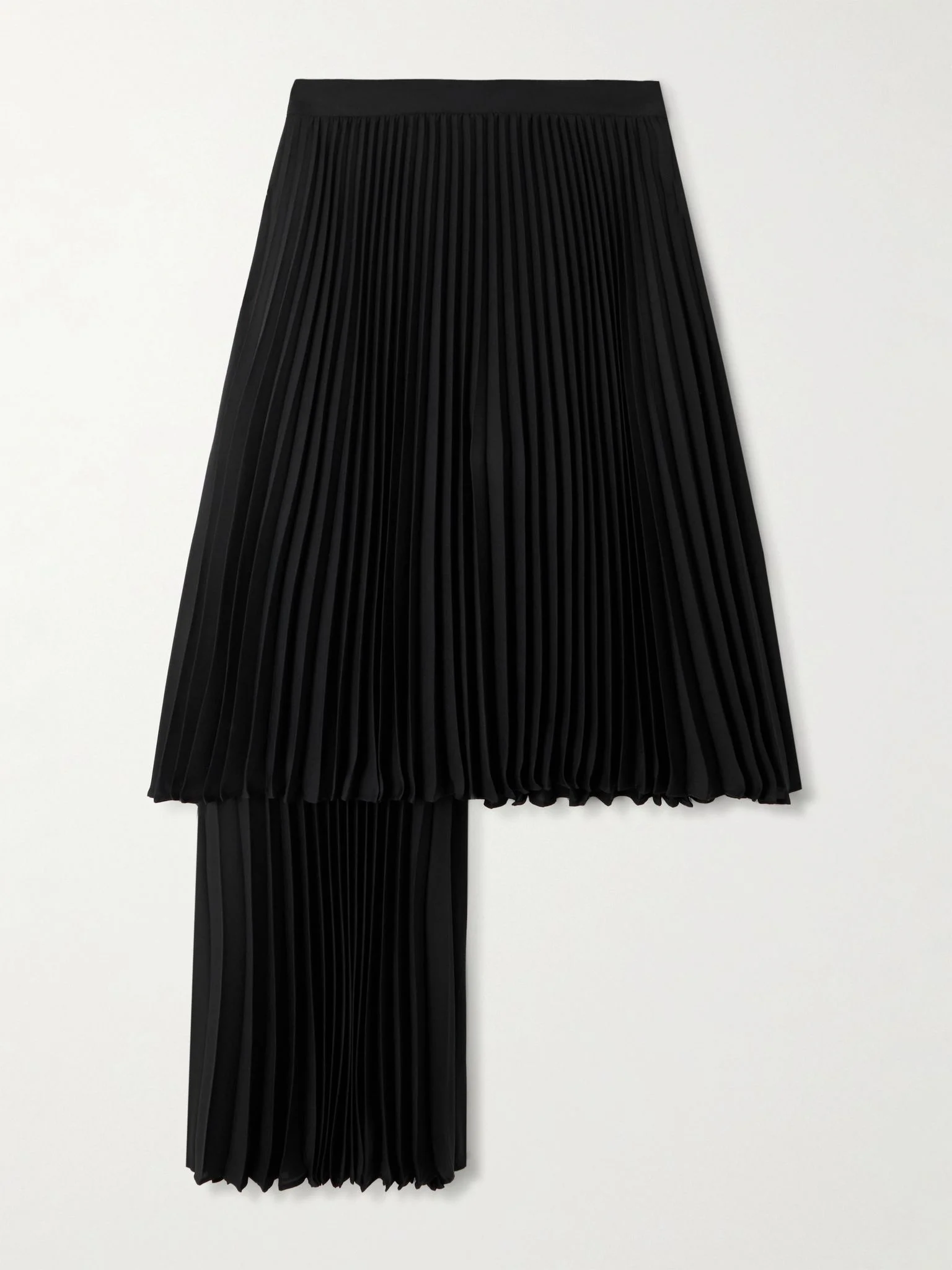 Layered pleated twill midi skirt Black - 1