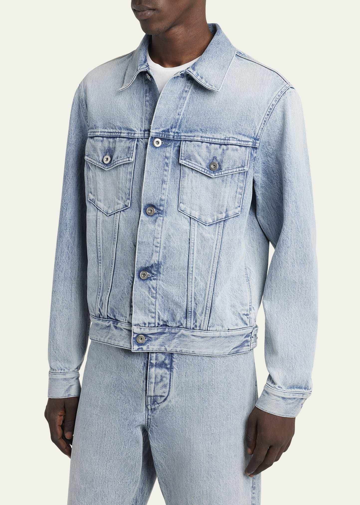 Men's Acid-Wash Denim Jacket - 4
