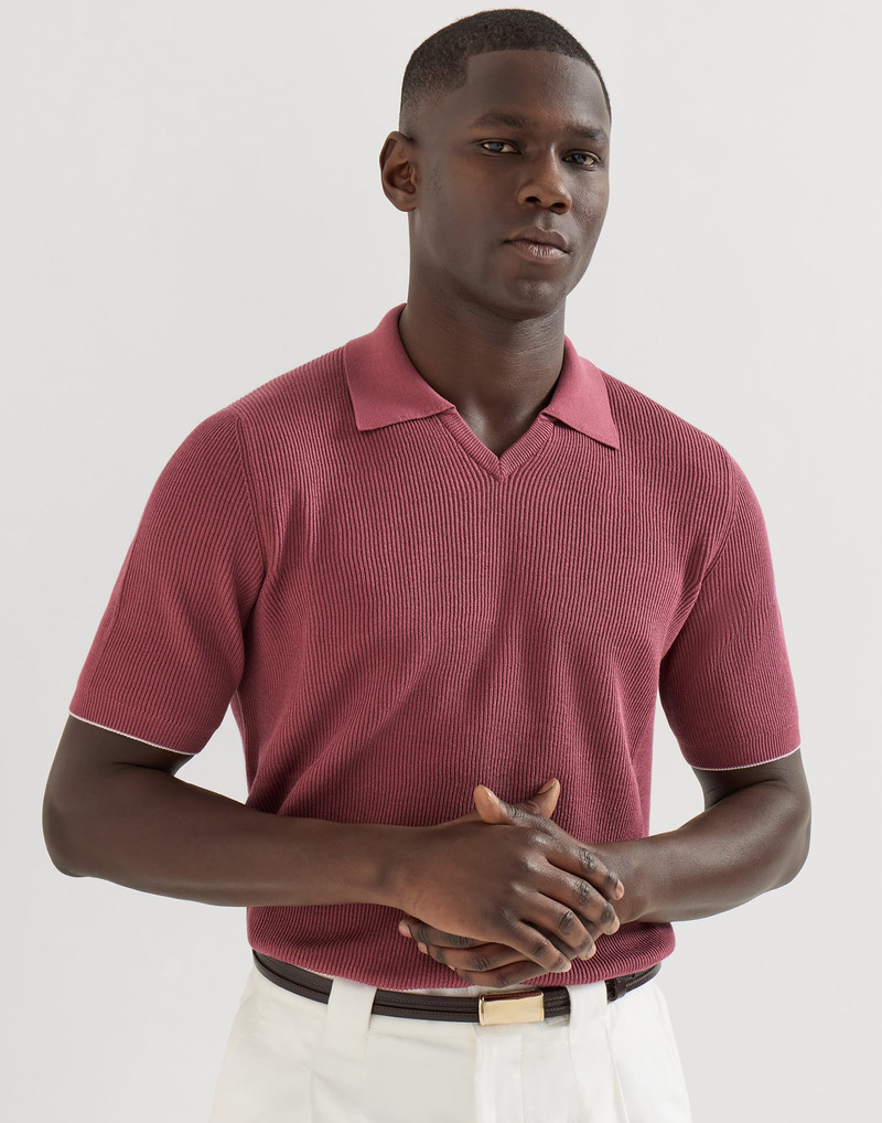 Cotton English rib knit polo 5