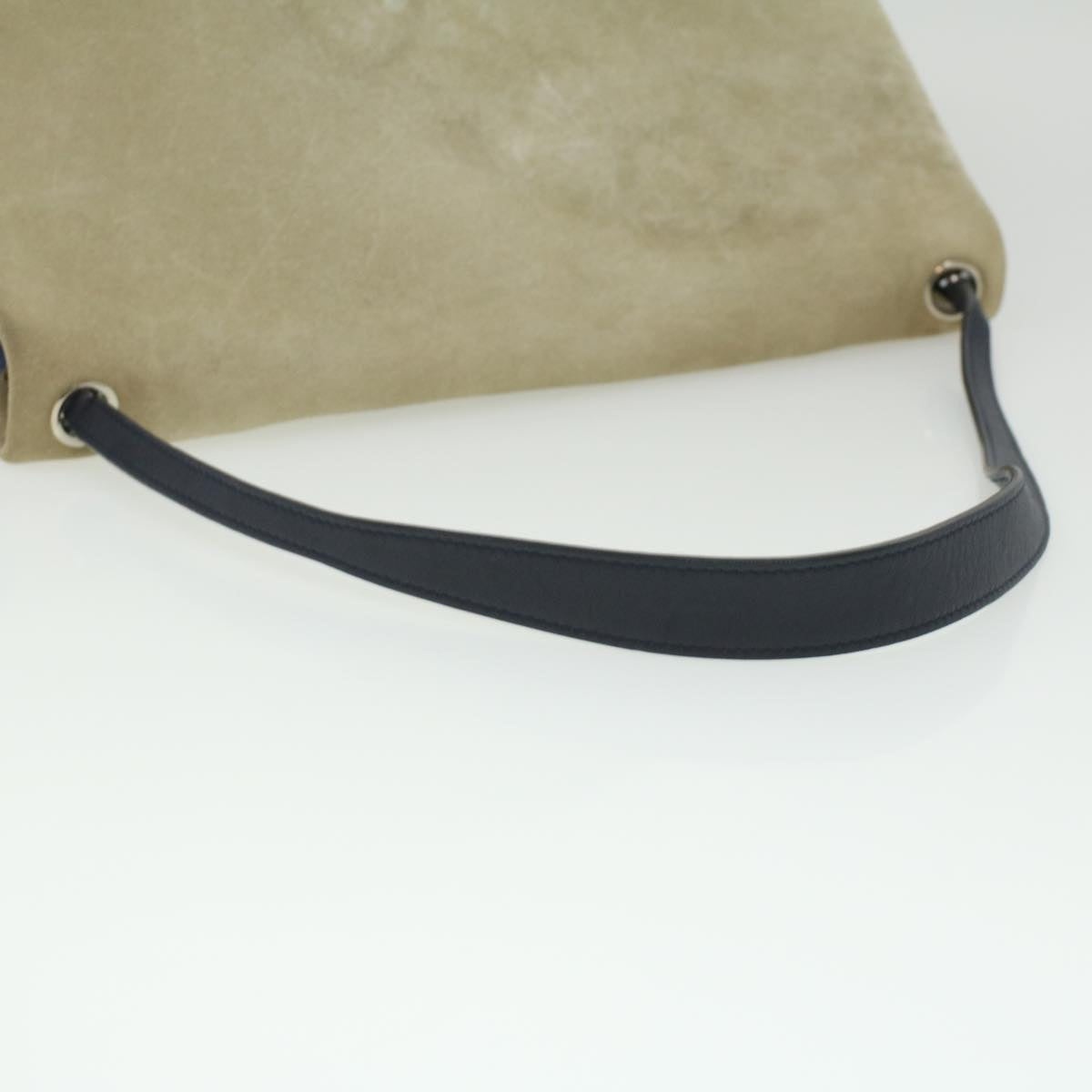 CELINE Shoulder Bag Suede Beige Blue Black - 8
