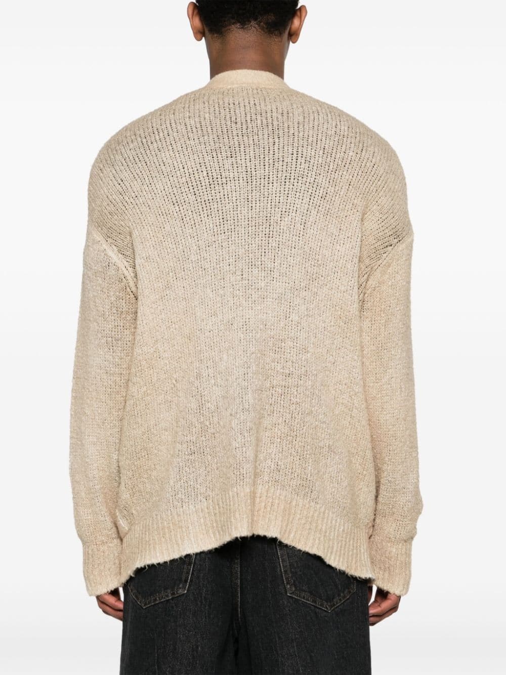 brushed-effect drop-shoulder cardigan - 4