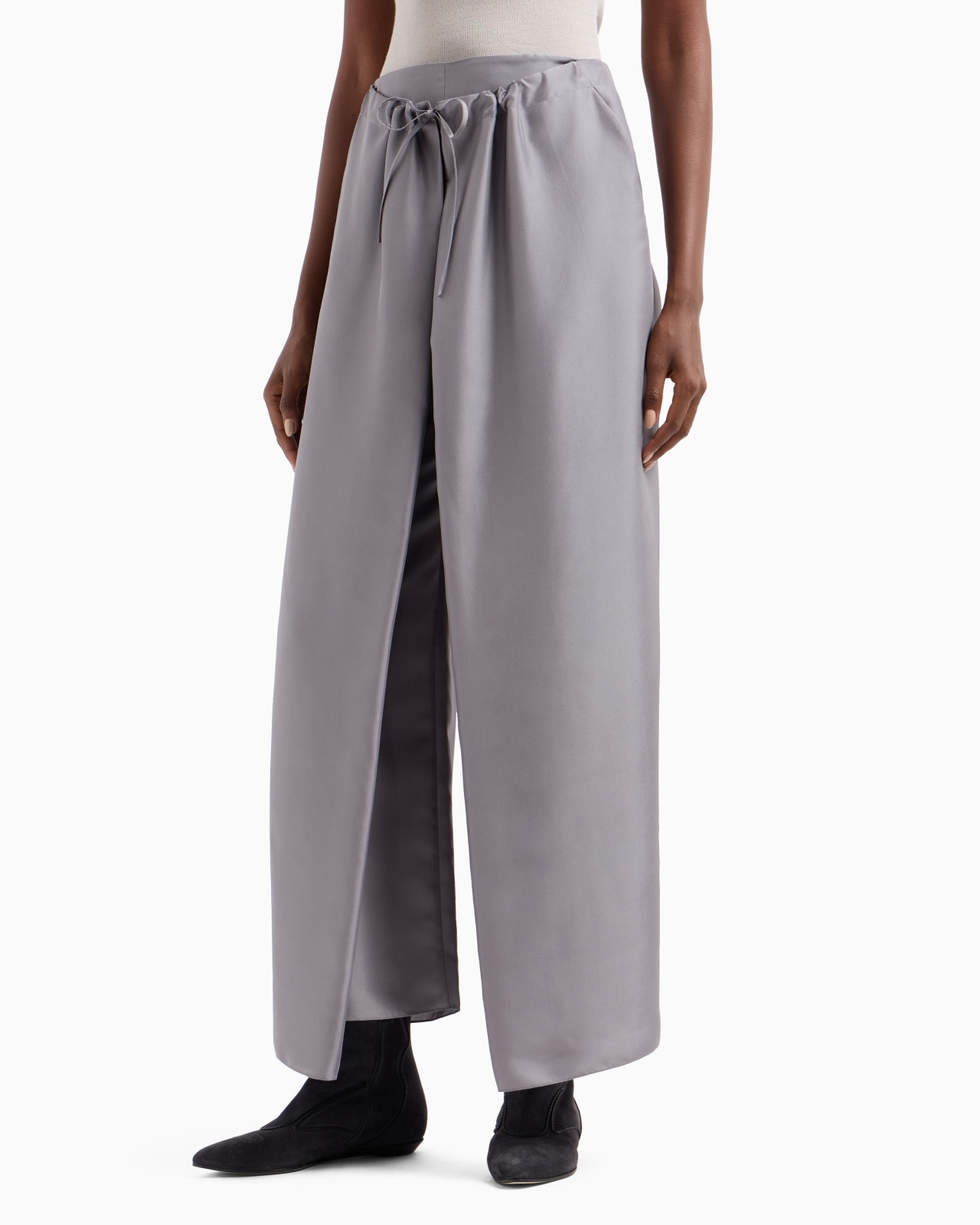 SILK TROUSERS WITH PANEL DETAIL - 4