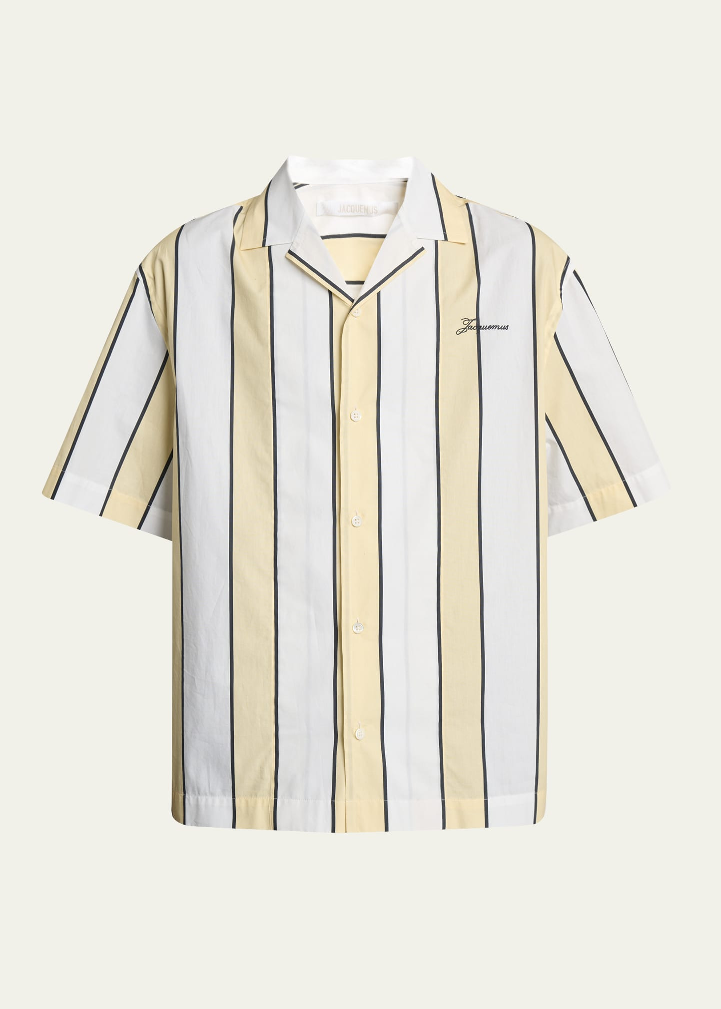 Men's Cotton Stripe Logo Camp Shirt - 1