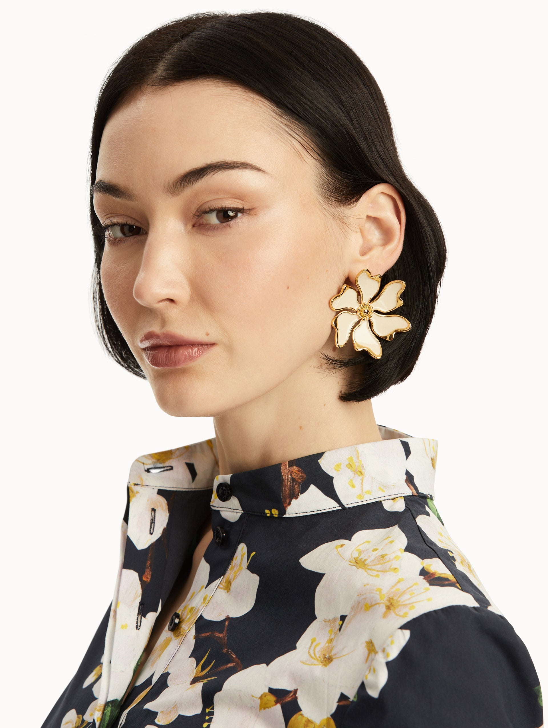 ENAMEL CHERRY BLOSSOM CLIP-ON EARRINGS - 2