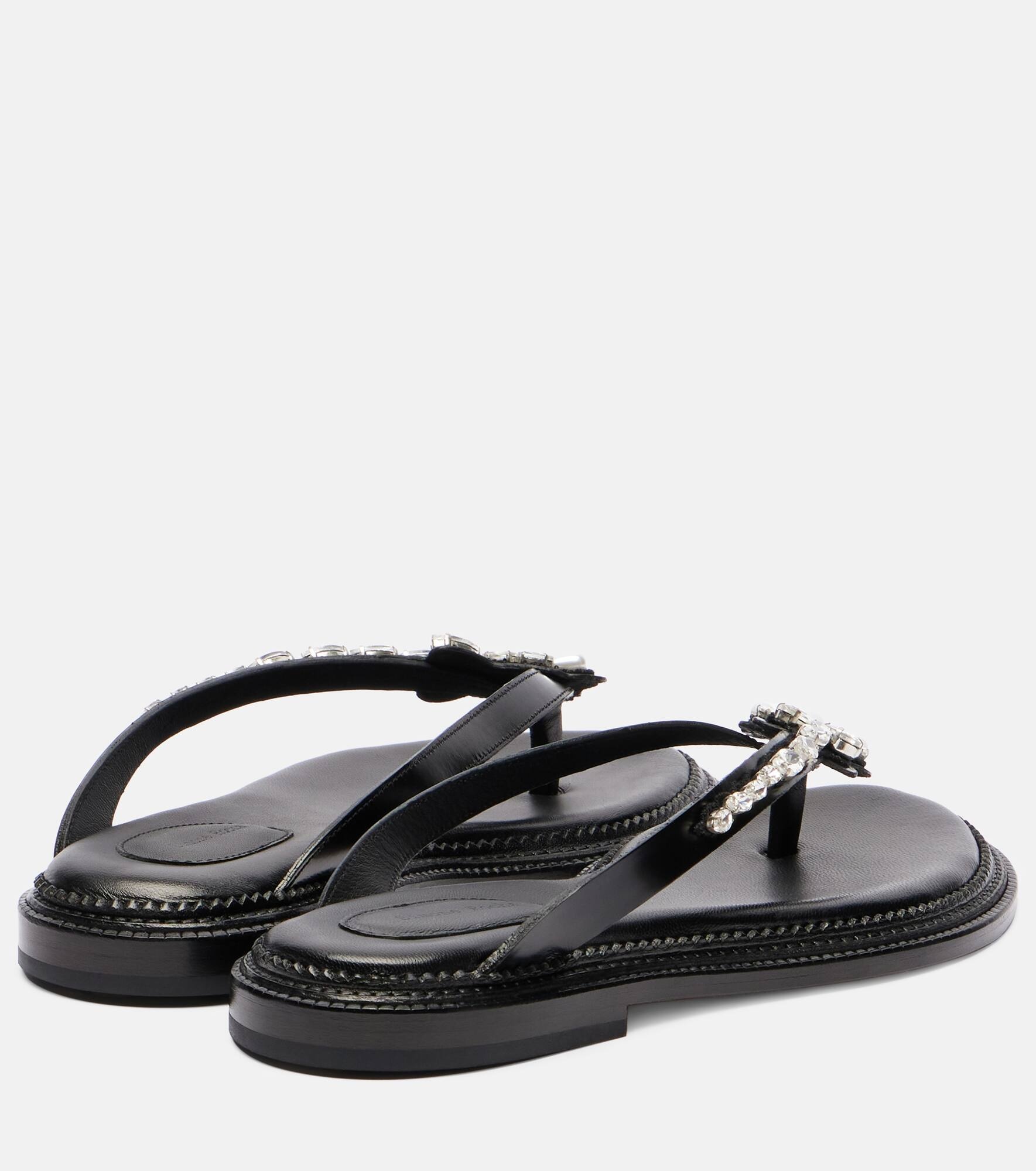 Embellished leather thong sandals - 2