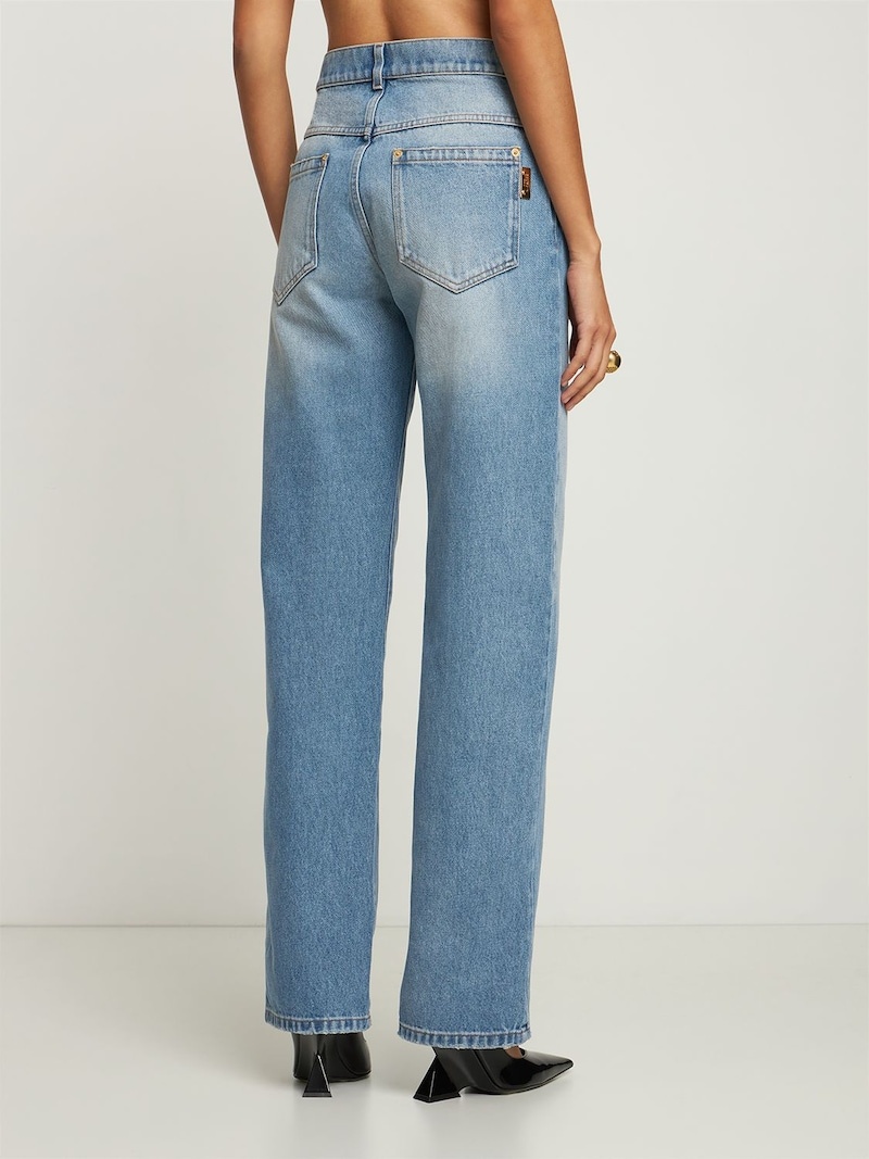 High waist vintage denim straight jeans - 3