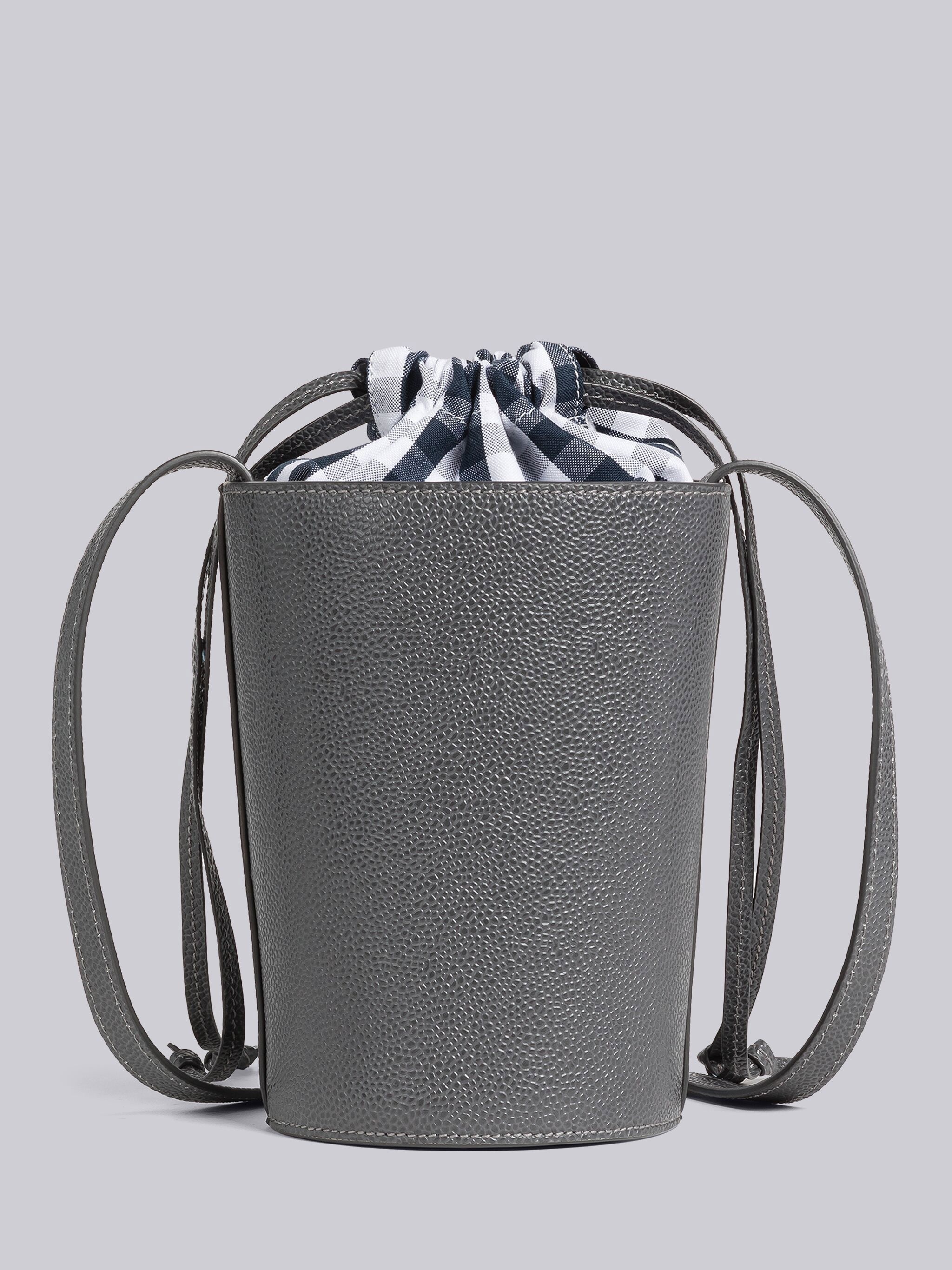 Pebble Grain Gingham Crossbody Mini Bucket Bag - 4