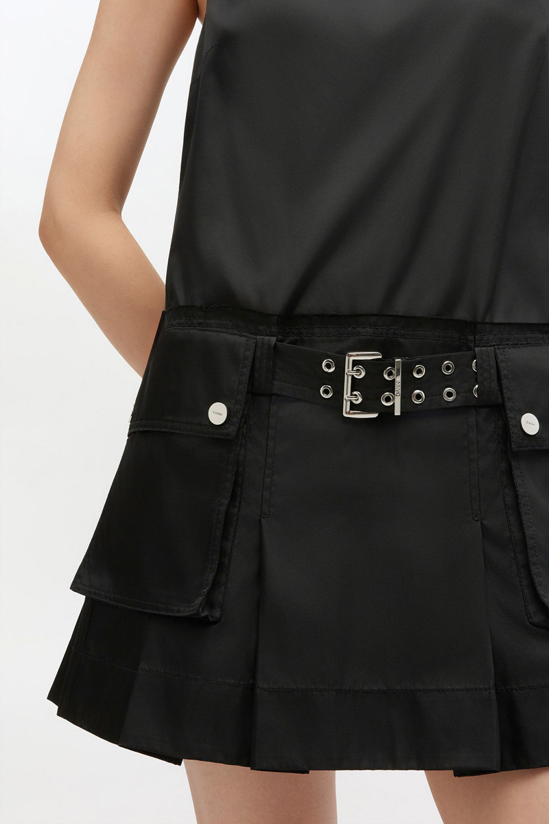 GANNI DUCHESSE NYLON MINI DRESS outlook