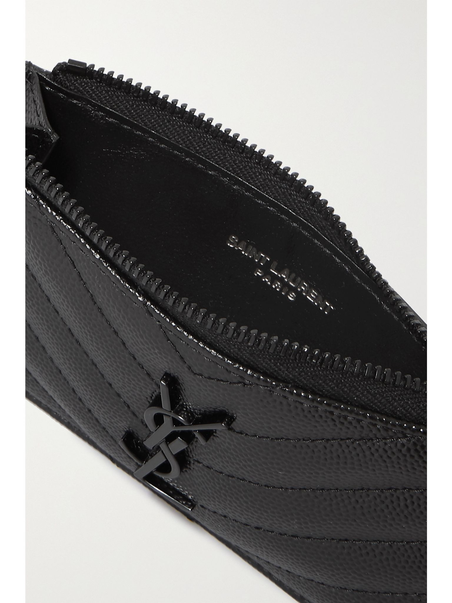 Monogramme quilted textured-leather cardholder Black - 5