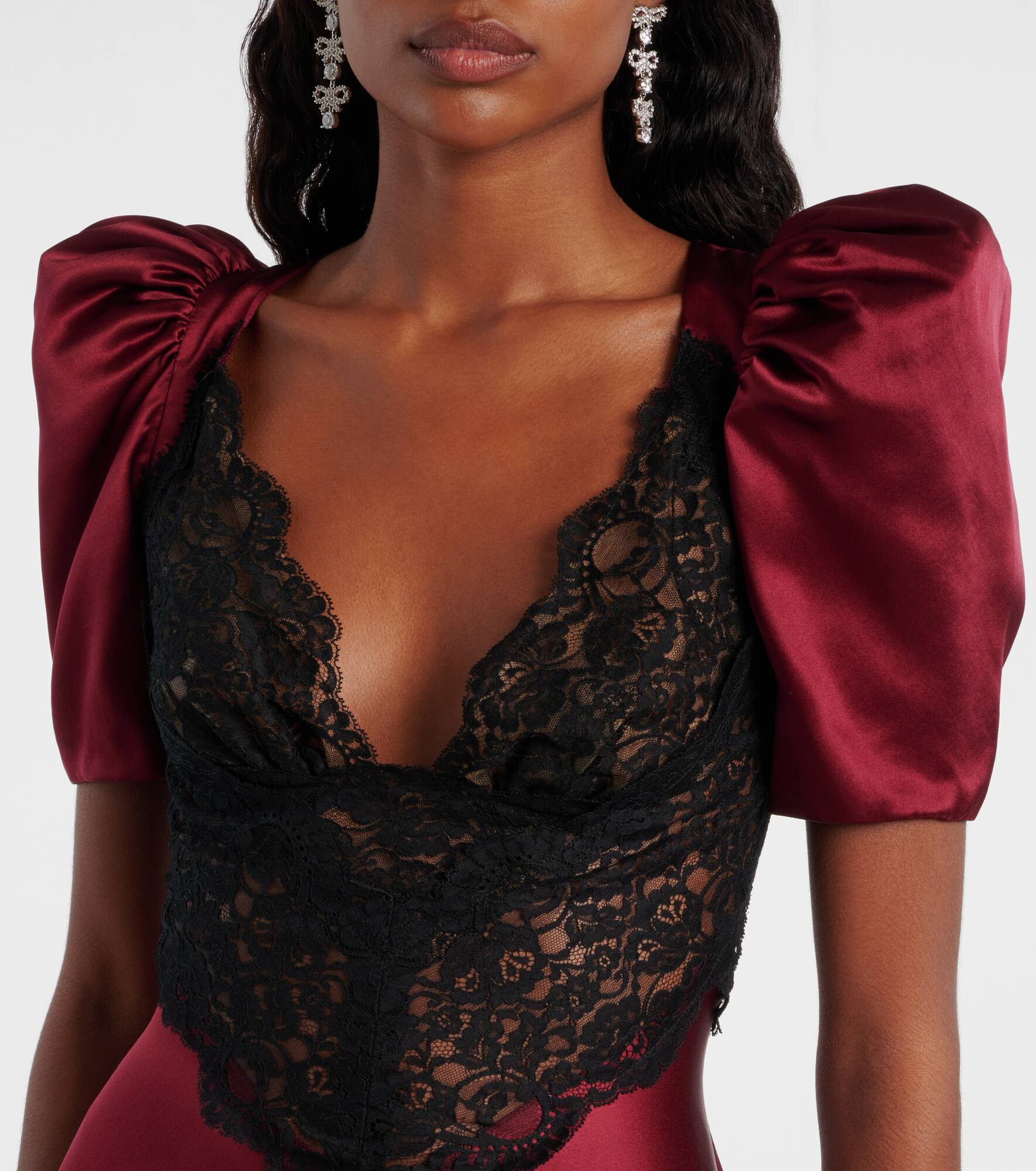 Lace-trimmed silk cocktail dress - 4