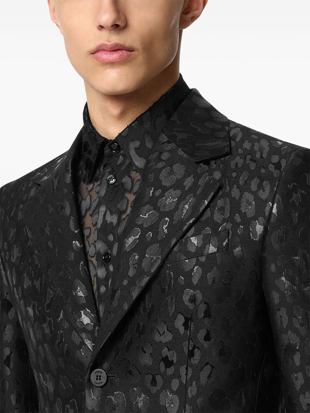 printed single-breasted blazer - 5