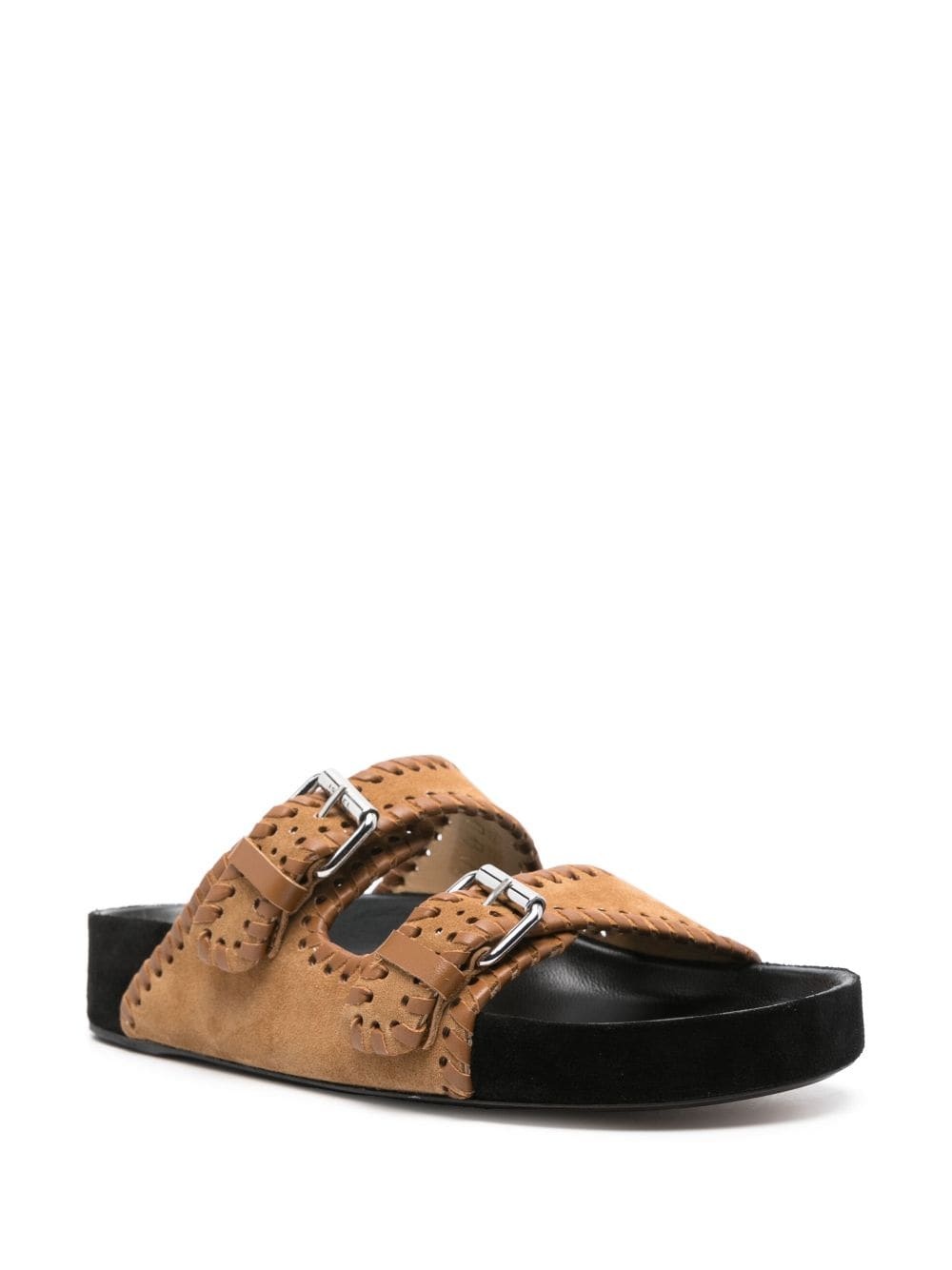 Lennyo buckled suede slides - 2