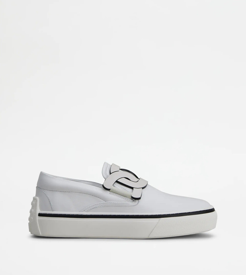 TOD'S SLIP ON SHOES IN LEATHER - WHITE 1