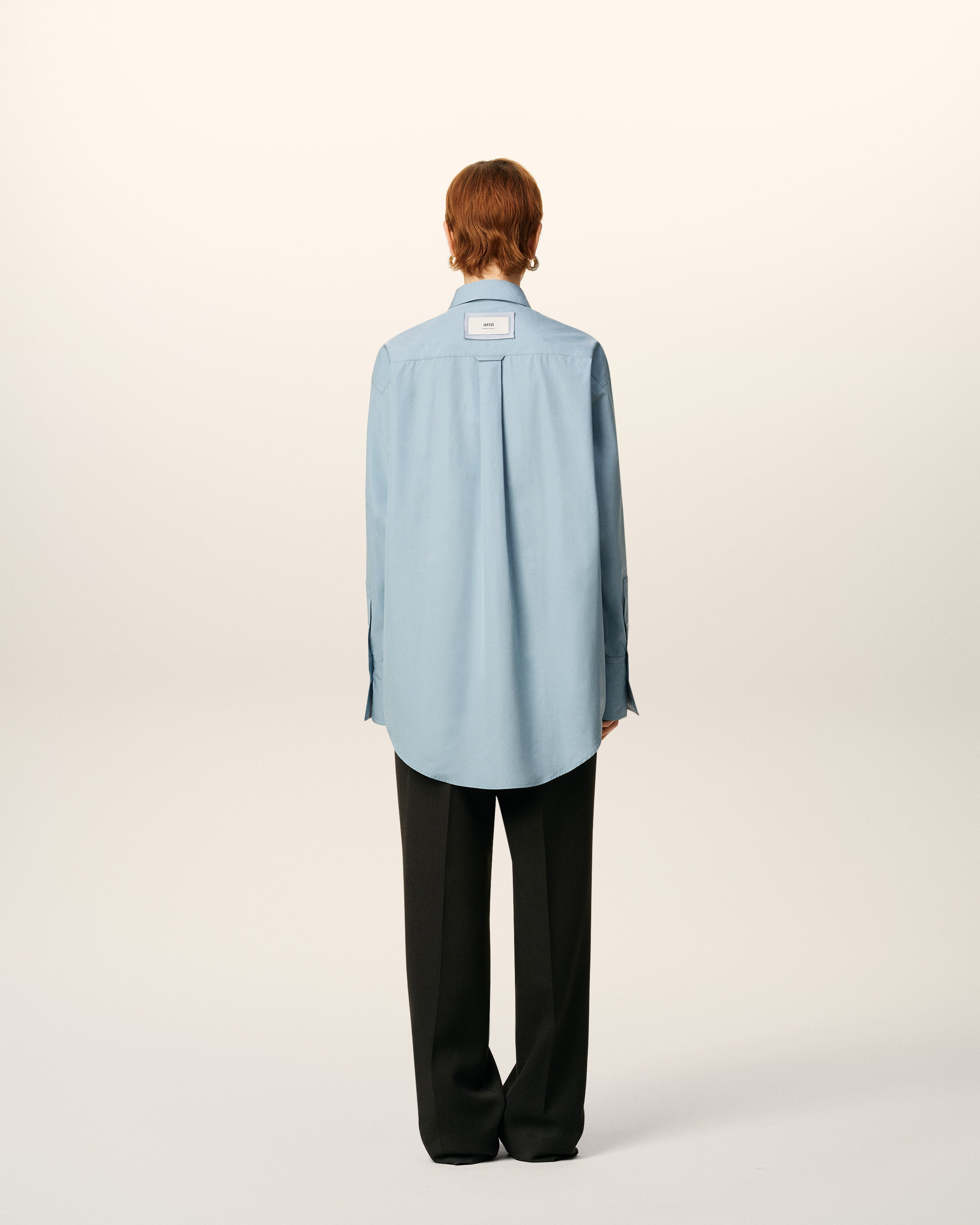 BLUE COTTON OVERSIZED SHIRT - 5